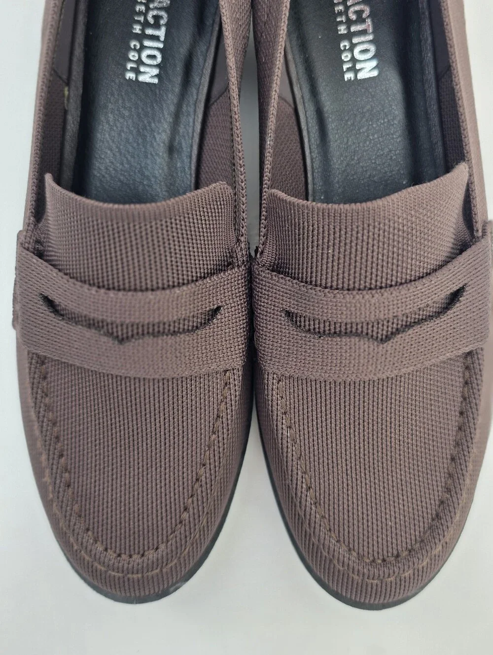 Kenneth Cole Reaction Feobe Knit Loafers Chocolate Brown 8.5 Memory Foam
